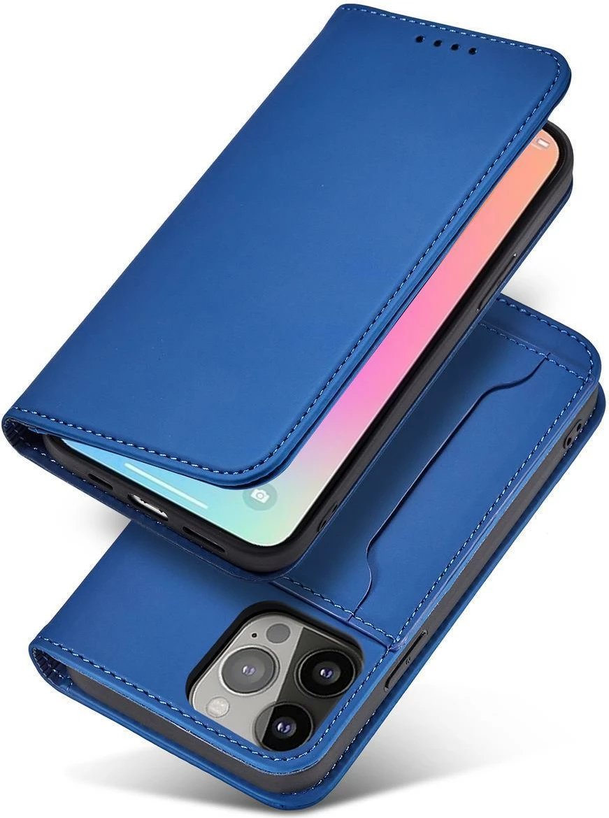 Mbështjellës magnetik Hurtel për Samsung Galaxy S23 Ultra me kapak, portofol dhe mbajtës, Blu