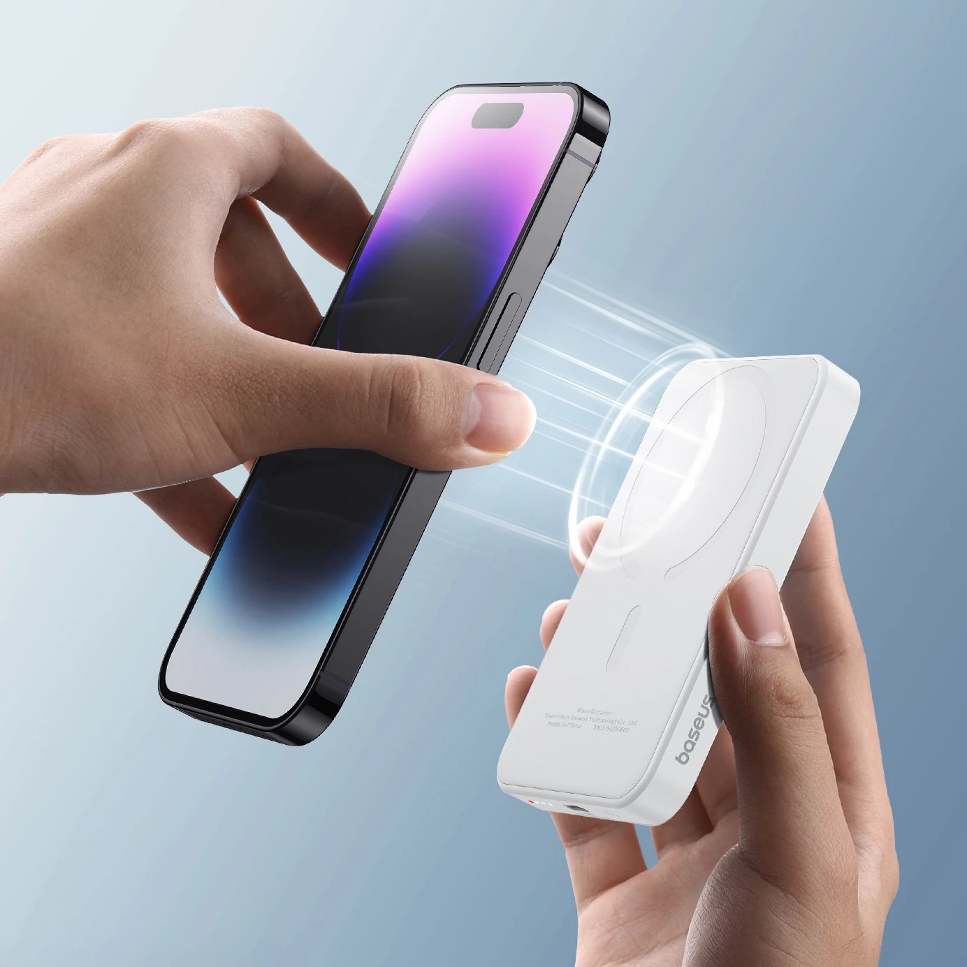 Power bank Baseus Magnetic Mini 5000mAh, 20W, me kabllo USB-C, Bardhë