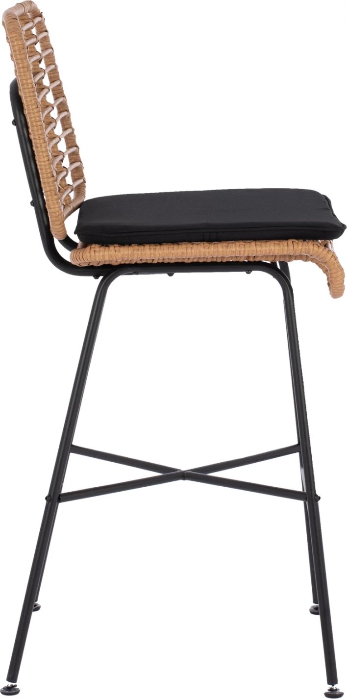 Karrige për bar metalike EDDIE me jastëk FH5708 me wicker bezhë 45x46.5x115 cm