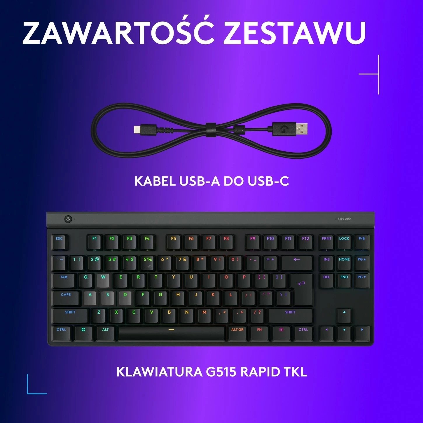 Tastierë gaming Logitech G515 TKL Rapid, RGB, USB, anglisht, e zezë
