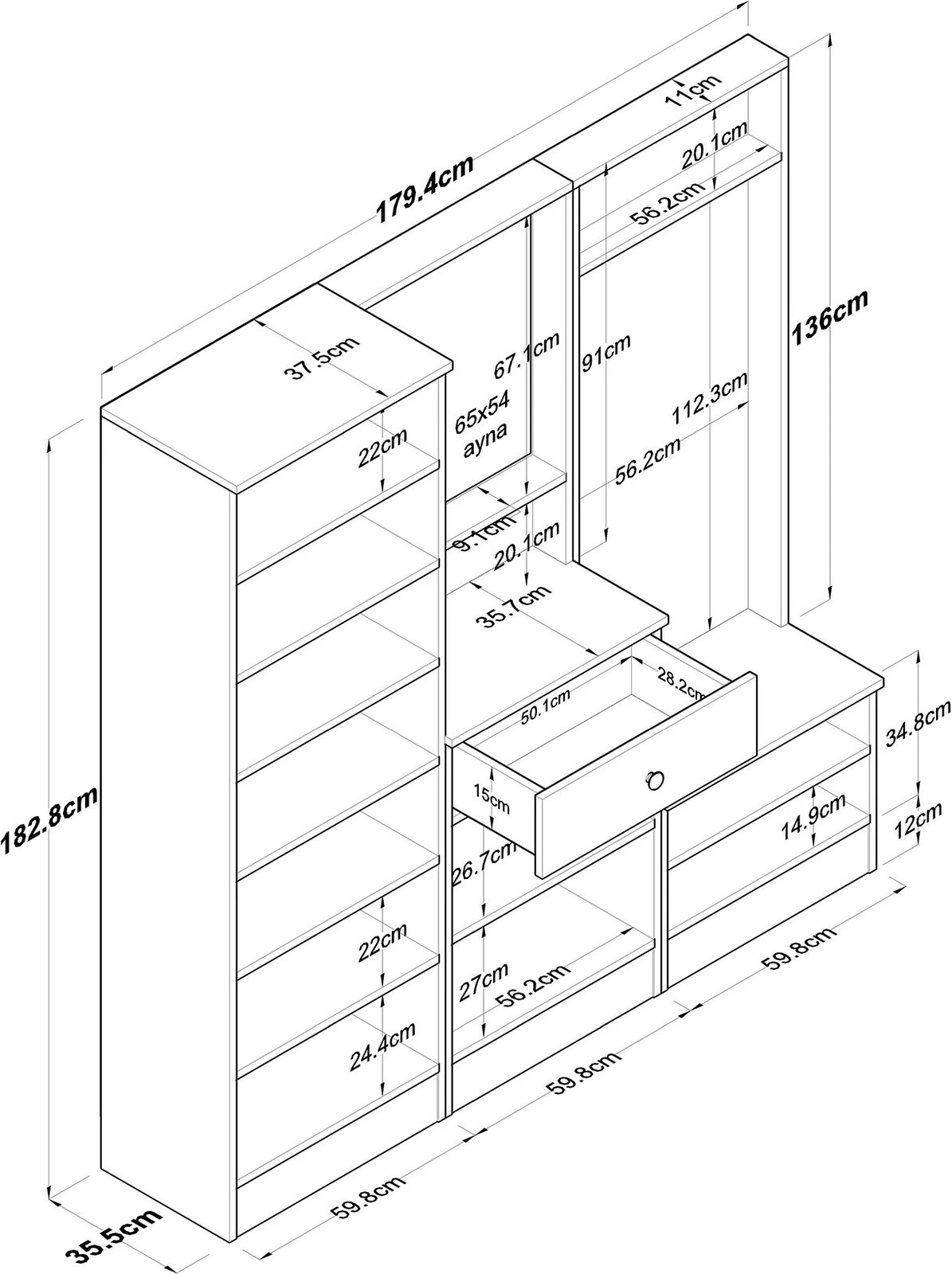 Stendë korridori Skye Decor, ngjyrë arrë dhe e bardhë, P6-M2-2257G