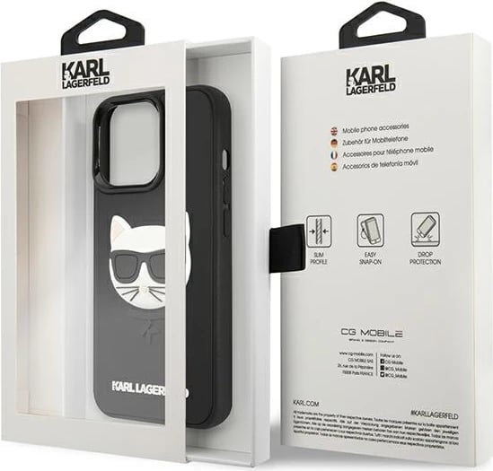 Mbështjellës Karl Lagerfeld Ikonik 3D Rubber për iPhone 13/13 Pro, 6.1", i zi