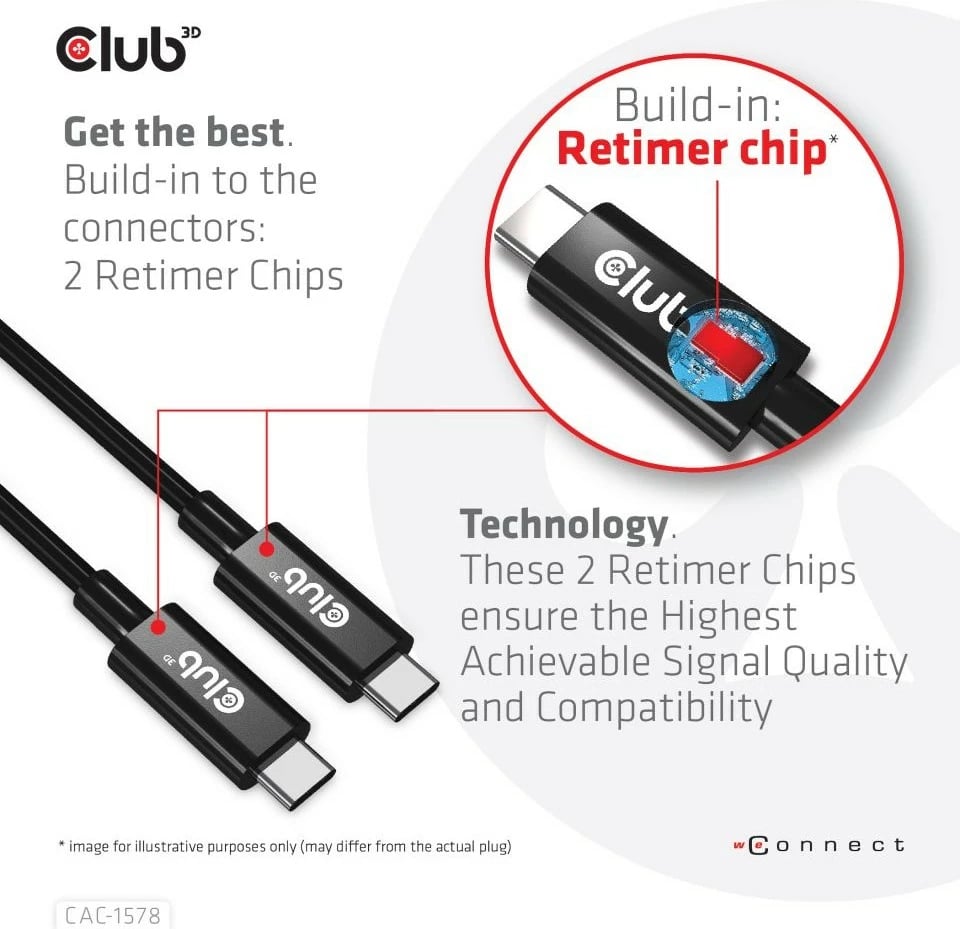 Kabllo USB Type-C Club3D 2m, PD 240W, 40Gbps, e zezë