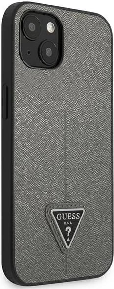 Mbështjellës Guess SaffianoTriangle Logo për iPhone 14 6.1", argjendtë Mbështjellës Guess SaffianoTriangle Logo për iPhone 14 6.1", argjendtë