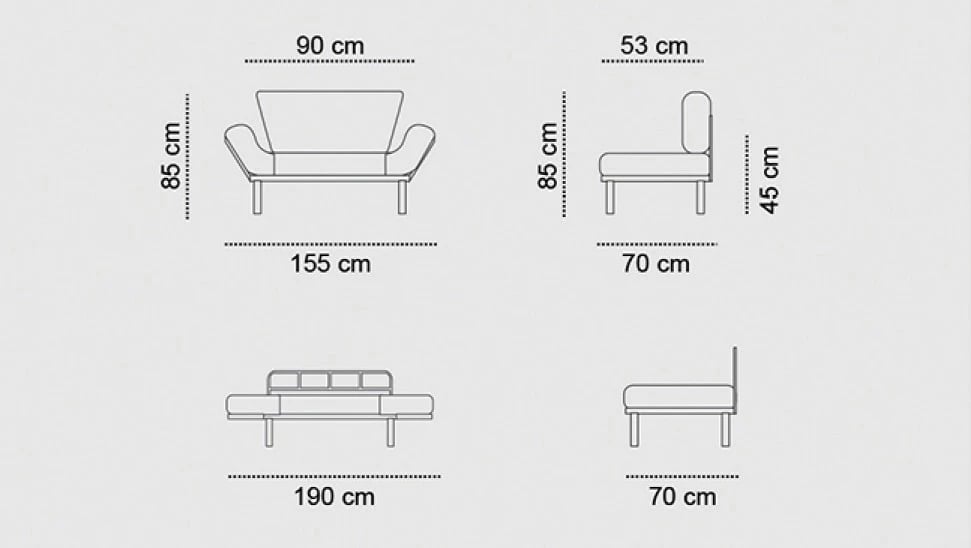 Divan-krevat dy ulëshe, ngjyrë gri, Atelier del Sofa, Nitta