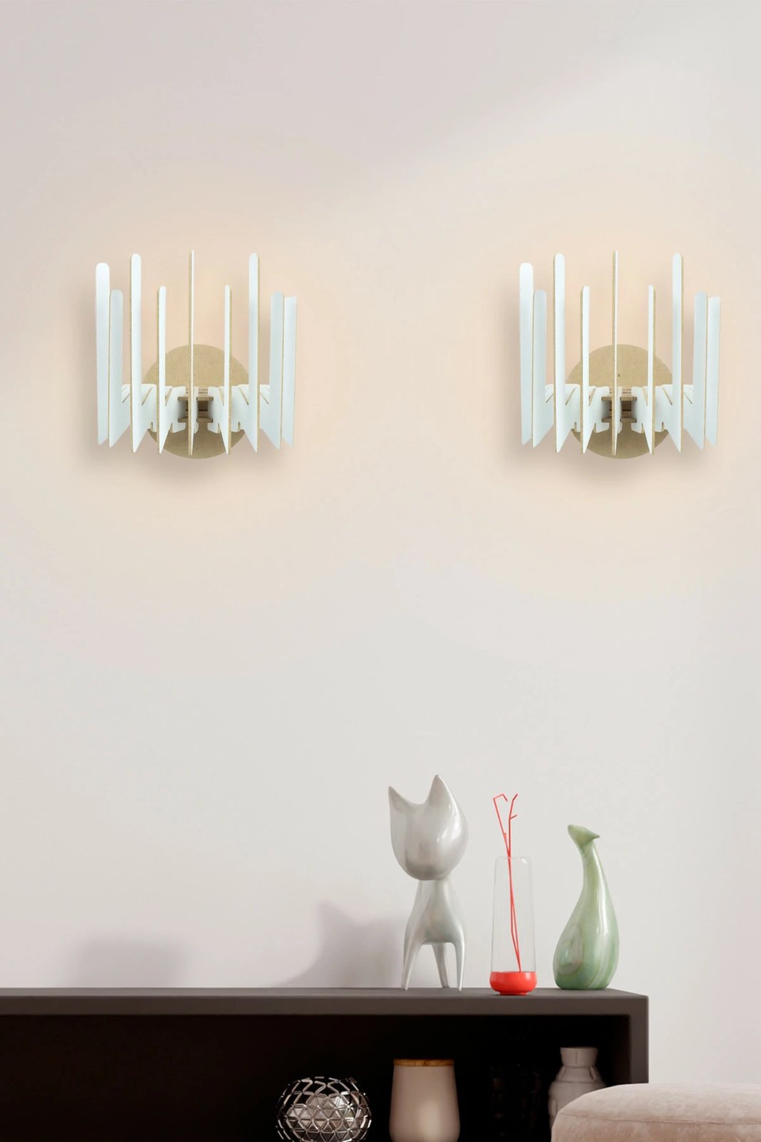 Llamba muri Opviq, ZigZag, set prej 2 copash, e bardhë, 20x24x22cm Llamba muri Opviq, ZigZag, set prej 2 copash, e bardhë, 20x24x22cm