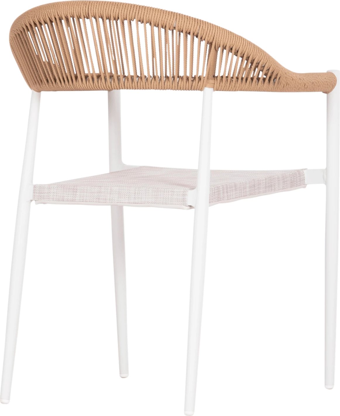 Karrige për ngrënie në natyrë BERG, alumini & tekstilene, ngjyrë e bardhë, ratan i përdredhur, 55x56x79cm