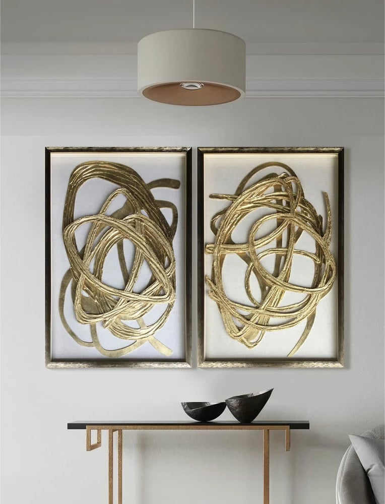 Pikturë dekorative Wild Soul, MDF, xham, ngjyrë ari dhe e bardhë, 60x90x4cm