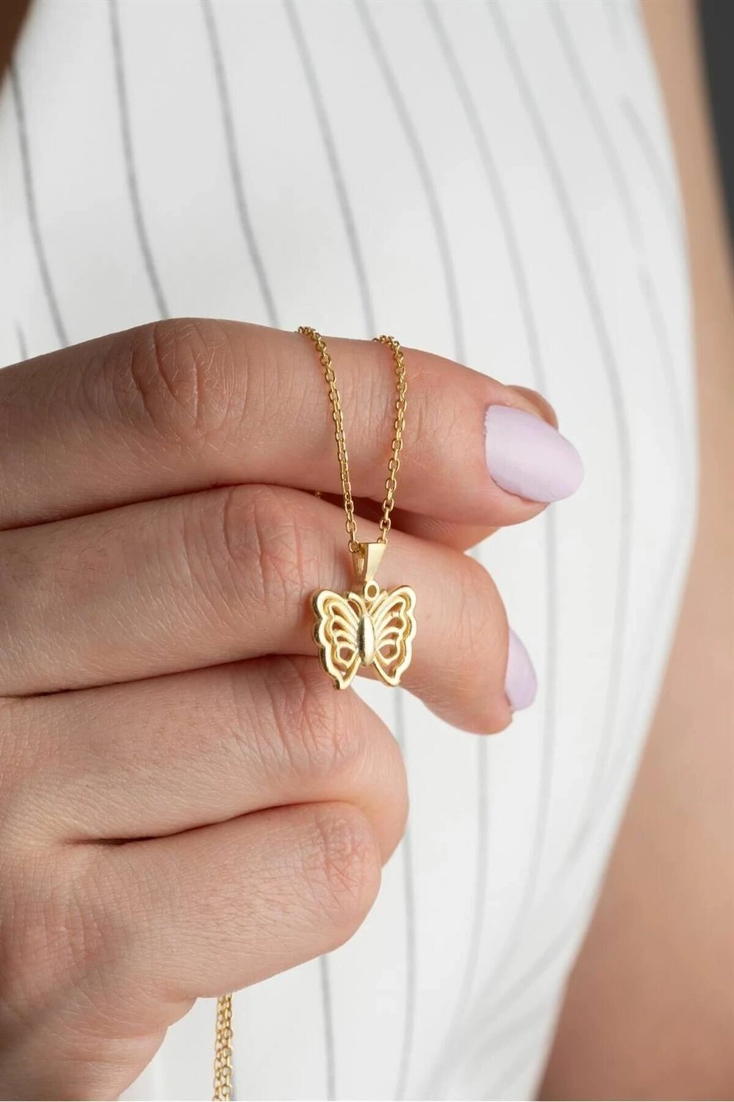 Qafore argjendi me flutur, ngjyrë ari, Jumeon, SLVNJWLRY00001