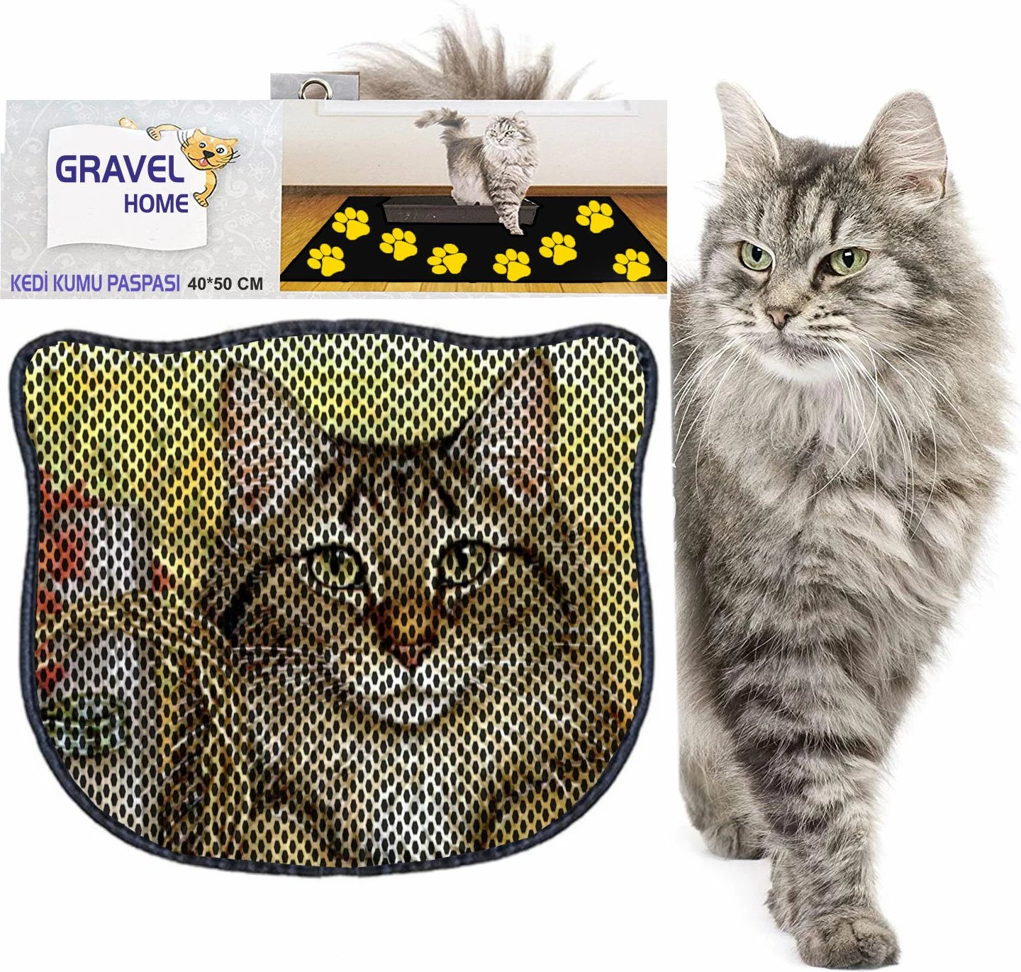 Tapet për rërë të maceve, shumëngjyrësh, Paws & Whiskers, Kdkafa0123, 40x50cm