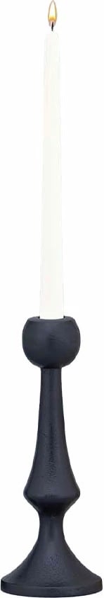 Mbajtës qirinjsh elegant, alumin i zi, 8x8x22cm