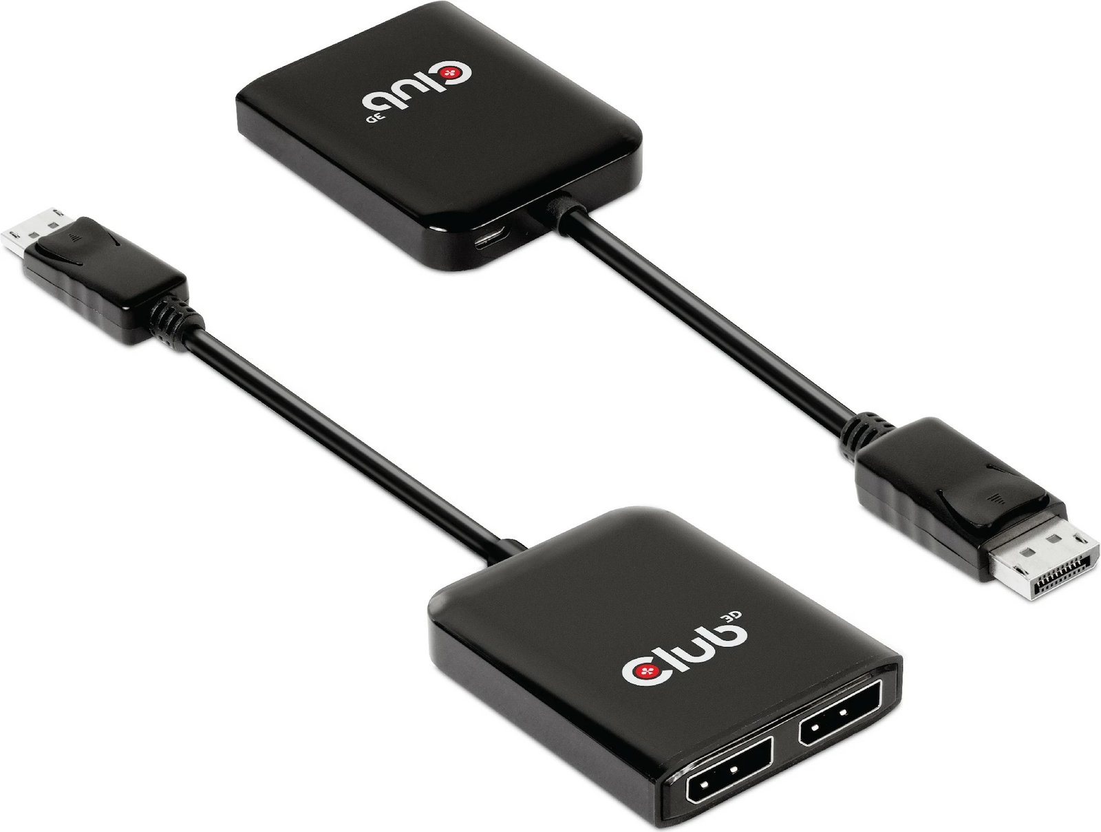 Adapter DisplayPort Club3D Multi Streaming Transport Hub 1xDP në 2xDP, 4K, i zi