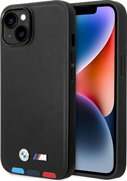 Mbështjellës BMW BMHMP14M22PTDK për iPhone 14 Plus 6.7", lëkurë, MagSafe, zi
