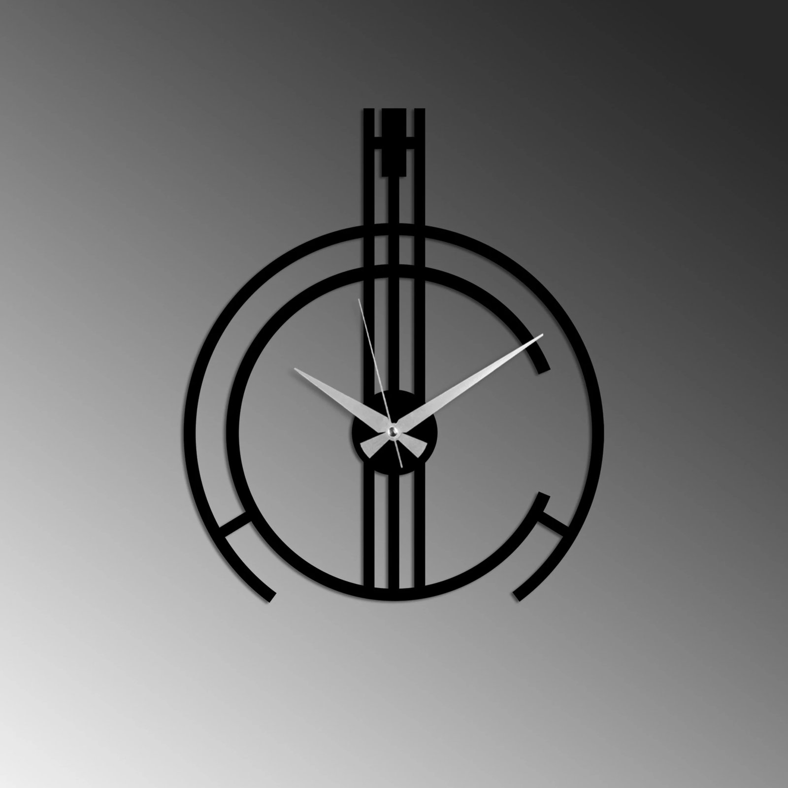 Orë muri dekorative metalike, dizajn modern, ngjyrë e zezë, 49x38cm