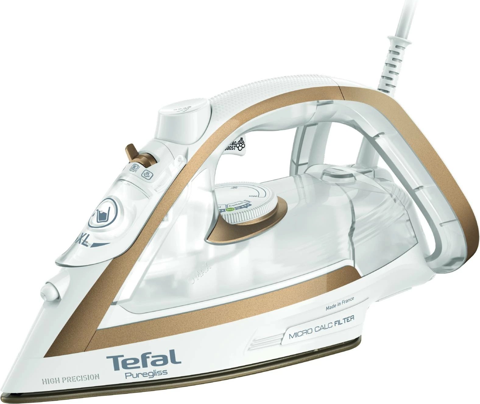 Hekur me avull, Tefal Puregliss FV8042E0, 2900W, 50 g/min, fikje automatike, e bardhë/ari