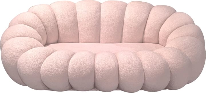 Divan Embrace, stof boucle, ngjyrë rozë, 180x105x65cm