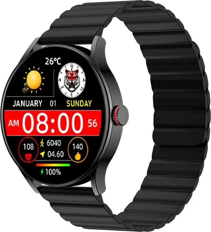 Smartwatch Imilab IMIKI TG1, 1.43" sAMOLED, Bluetooth, 15 ditë bateri, i zi, 2 rripa