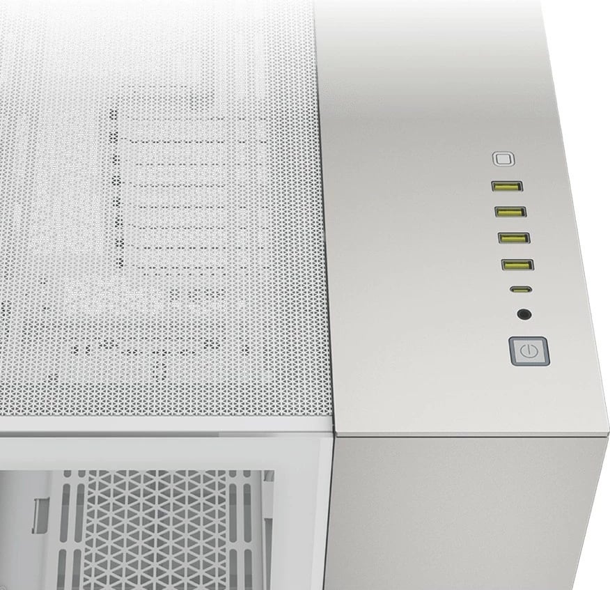 Kasë Corsair 6500X midi, xham i temperuar, bardhë/satin gri