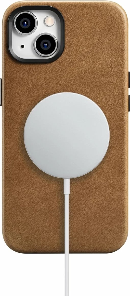 Mbështjellës iCarer Oil Wax Premium Leather Case për iPhone 14 Plus me MagSafe, Kafe
