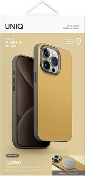Mbështjellës UNIQ Lyden DS për iPhone 15 Pro Max 6.7", MagClick, e verdhë-gri