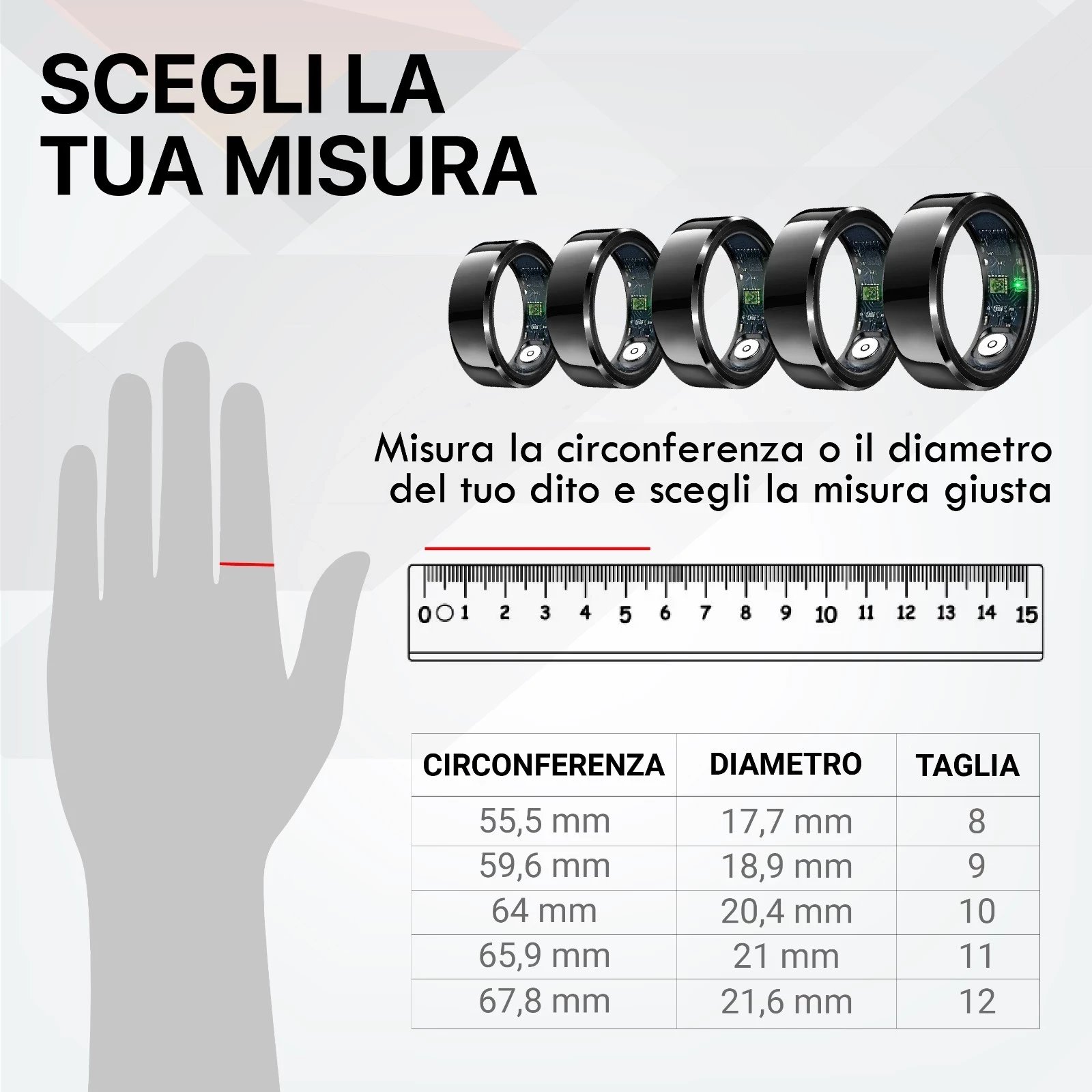 Unazë e mençur Techmade TM-NEXA-BK8 me kuti karikimi, 17.7mm, e zezë