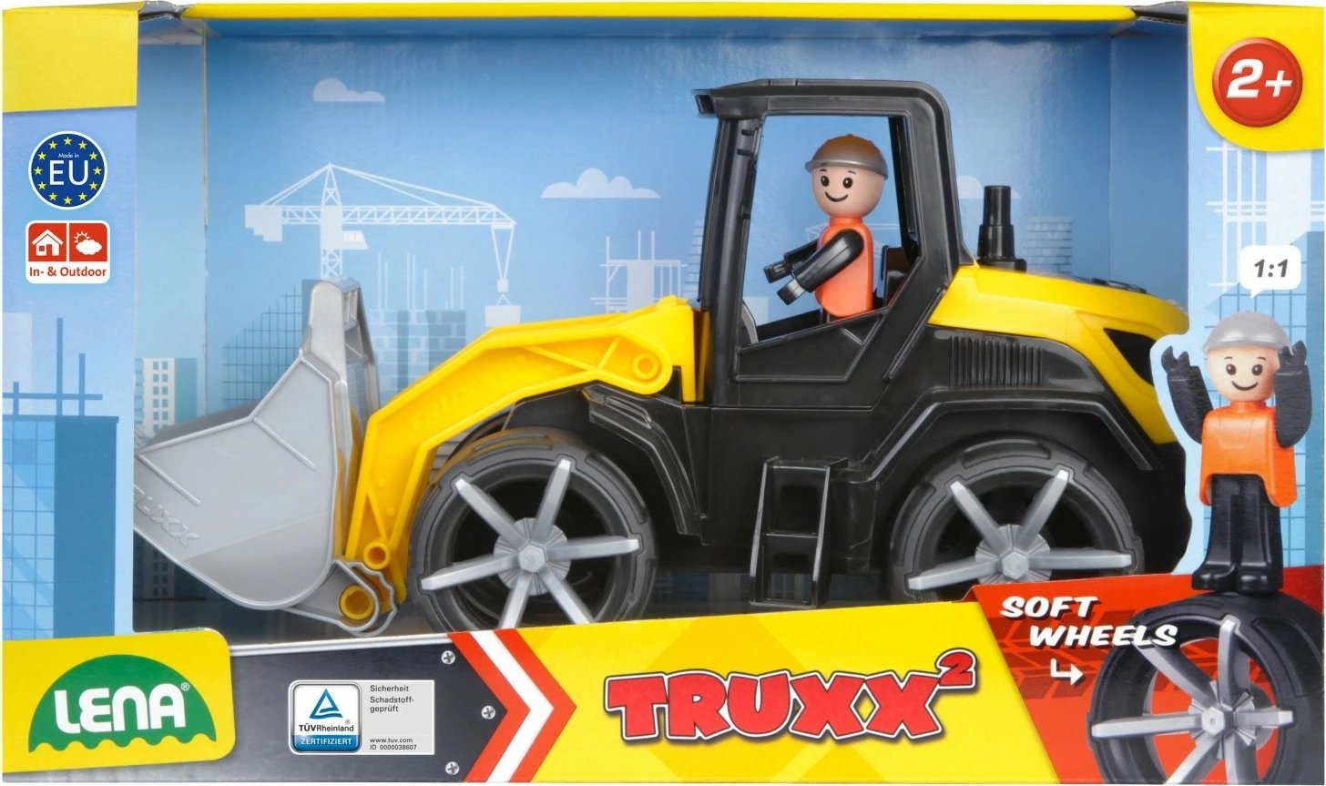 Lodër ngarkues Lena Truxx2, plastikë, me figurë, për fëmijë, verdhë/zi/gri