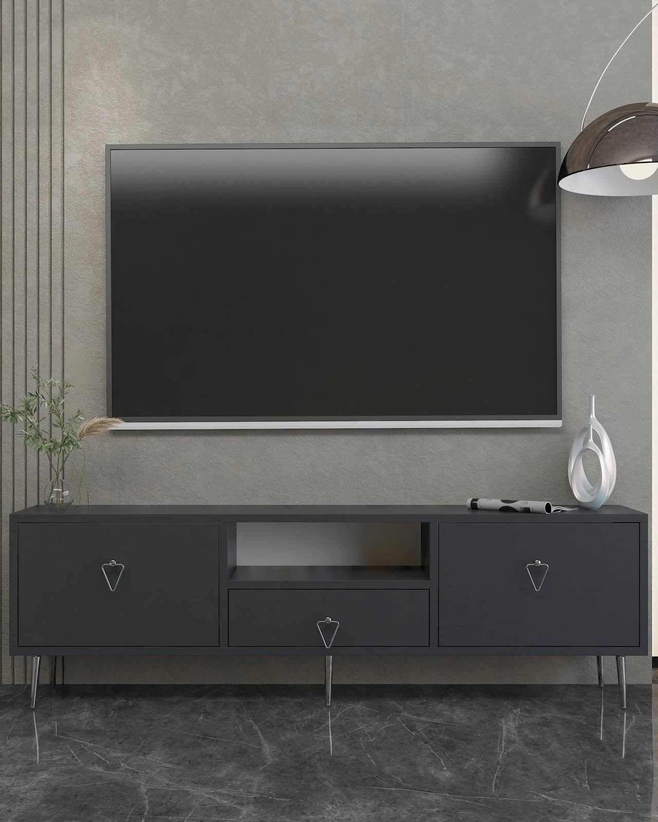 Komodë TV Skye Decor, anthracite, silver, 1306-DROP-1