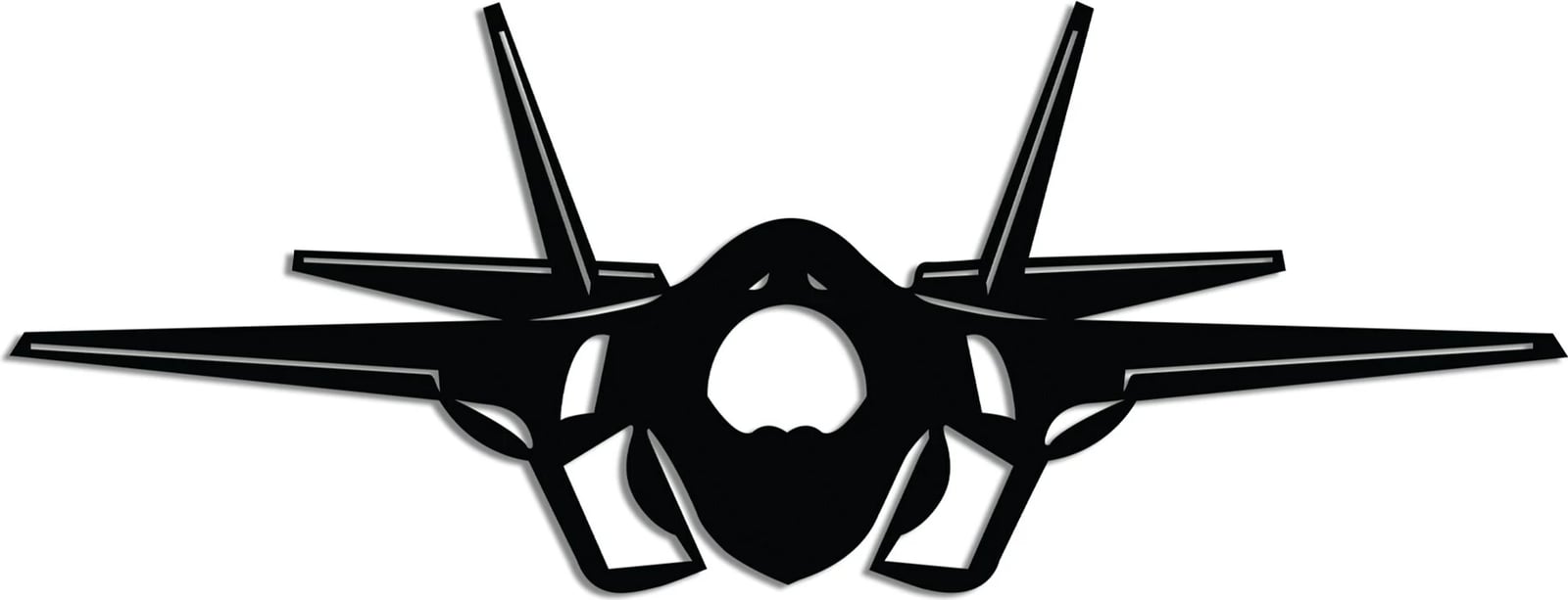 Aksesor dekorativ metalik për mur, formë aeroplani F-35, ngjyrë e zezë