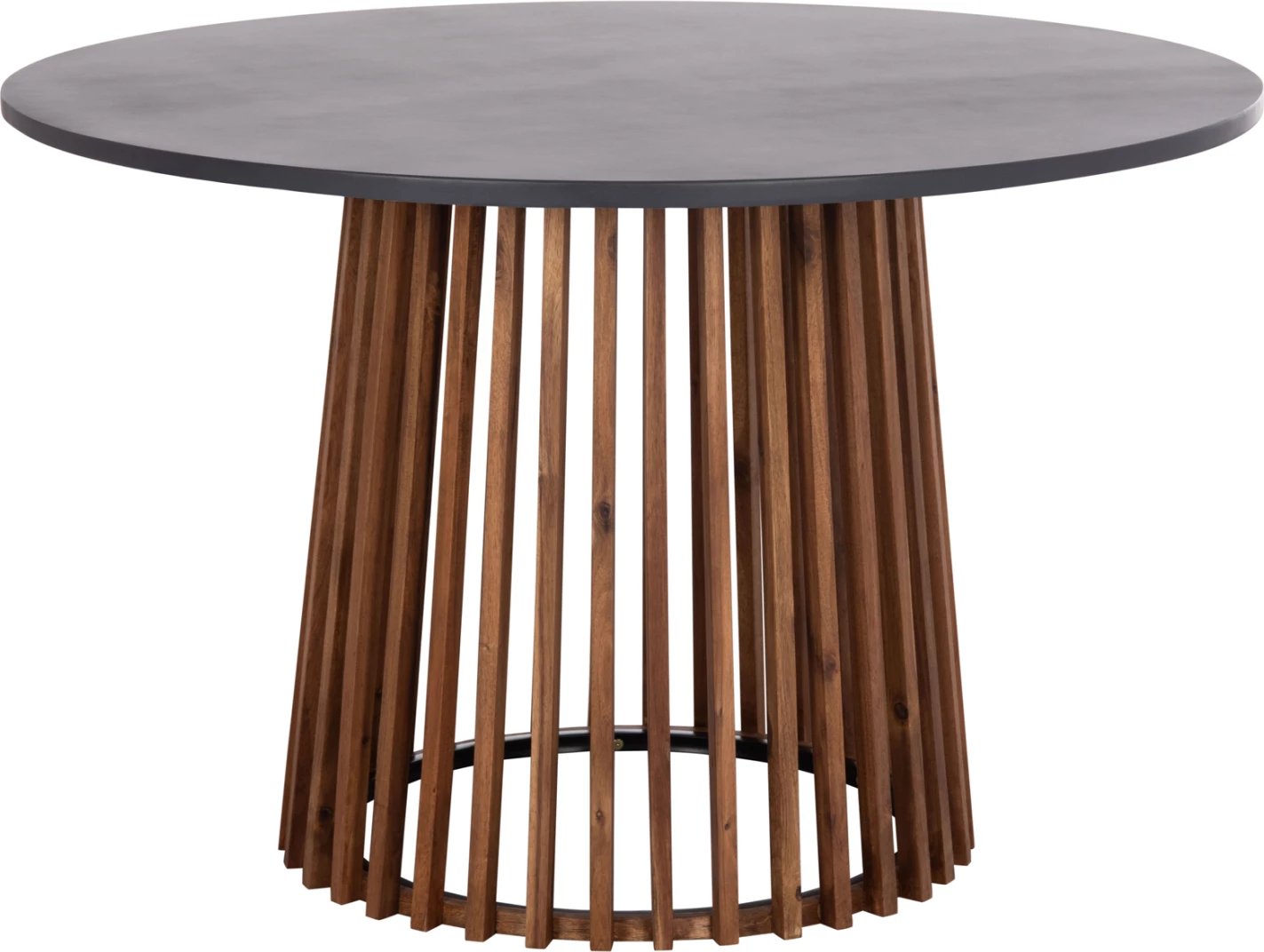 Tavolinë e rrumbullakët për jashtë, cement dhe dru akacie, CRISTOBAL FH6235, 120x77cm