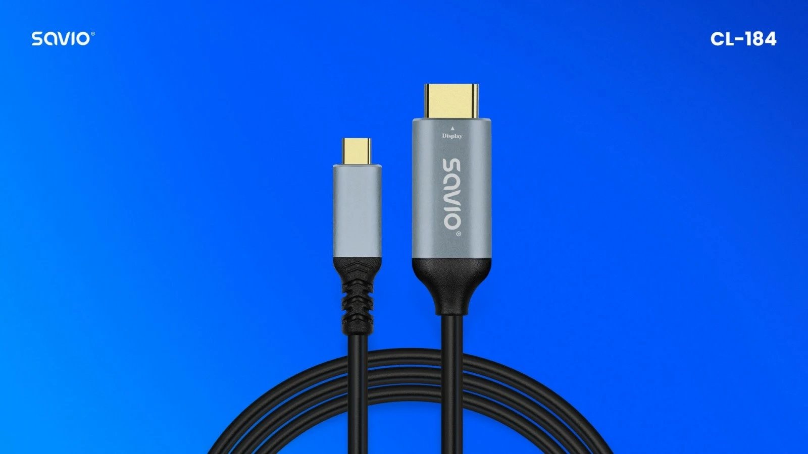 Kabllo USB-C në HDMI Savio CL-184, 3m, Gri