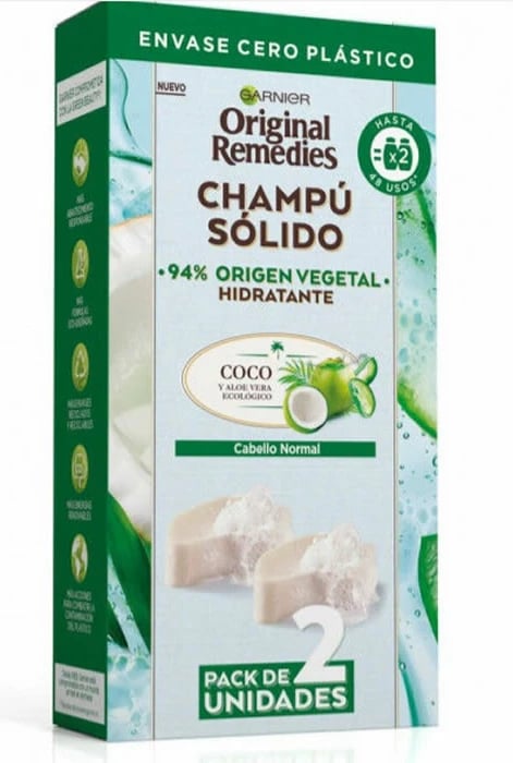 Shampon solid unisex Garnier Original Remedies për flokë normalë, 2x60g