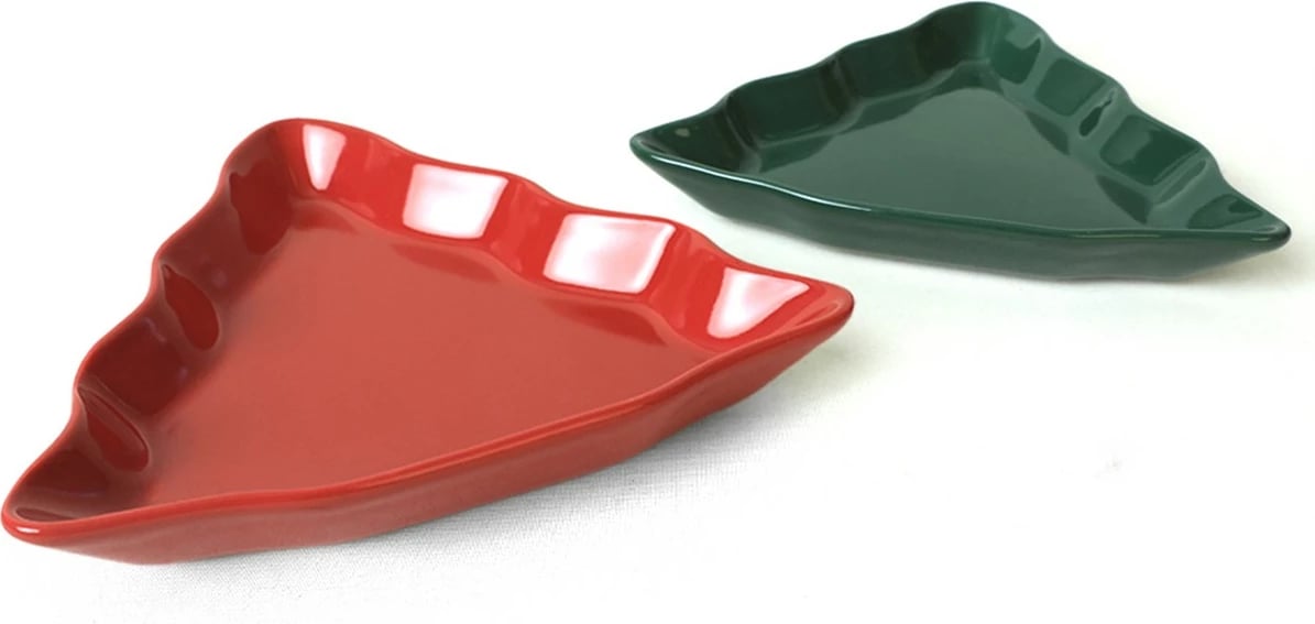 Set pjatash dekorative, 2 copë, Hermia Concept, jeshile dhe e kuqe, 22cm