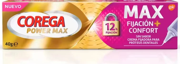 Krem fiksues për proteza Corega Max Hold + Comfort pa shije 40g