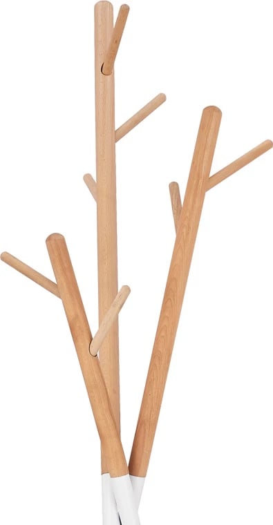 Stendë për pallto Sigar, metal-dru, ngjyrë e bardhë-natyrale, 49x51x187cm
