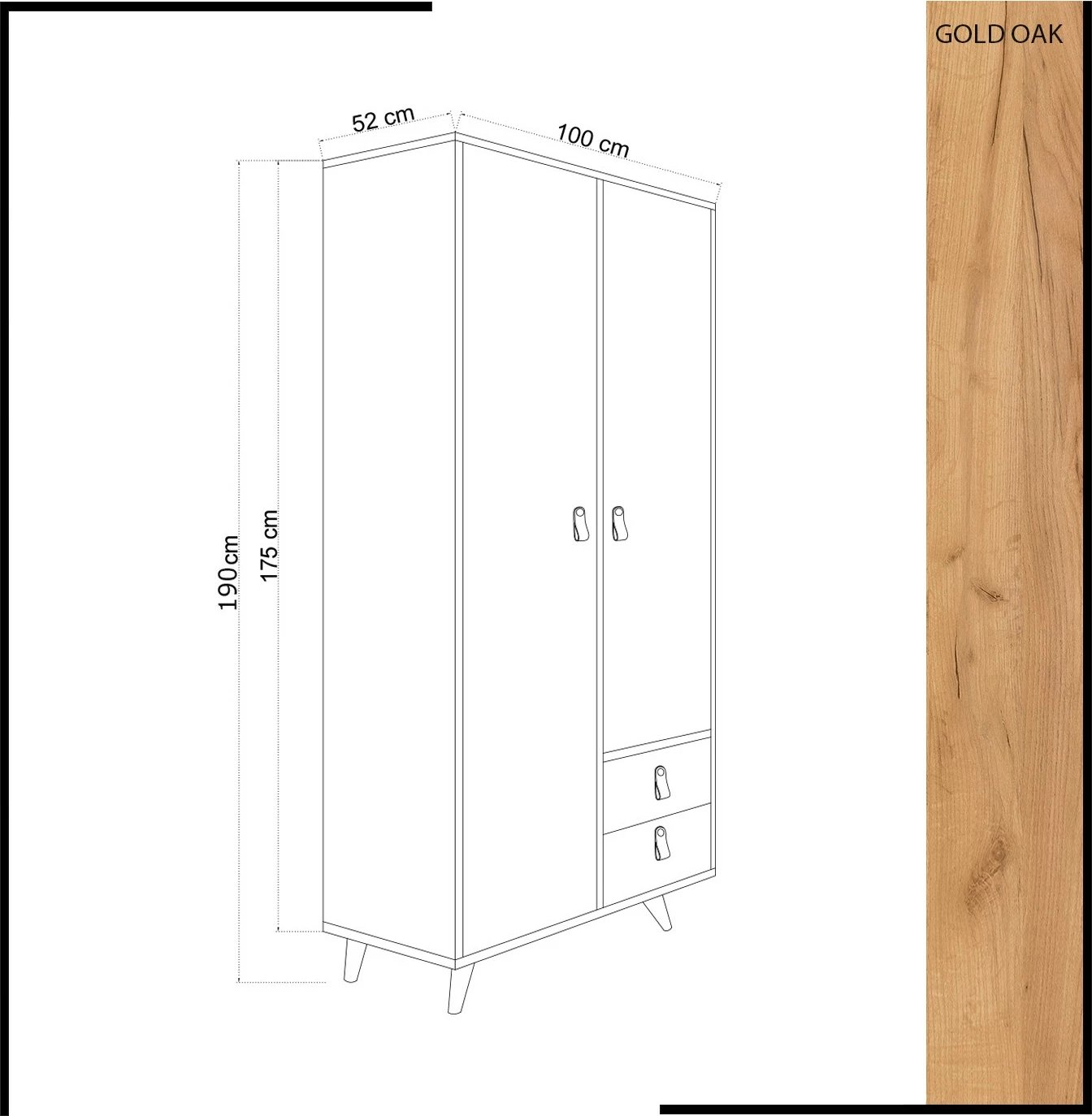 Dollap Hanah Home Musso, ngjyrë lis dhe e bardhë, me dy sirtarë