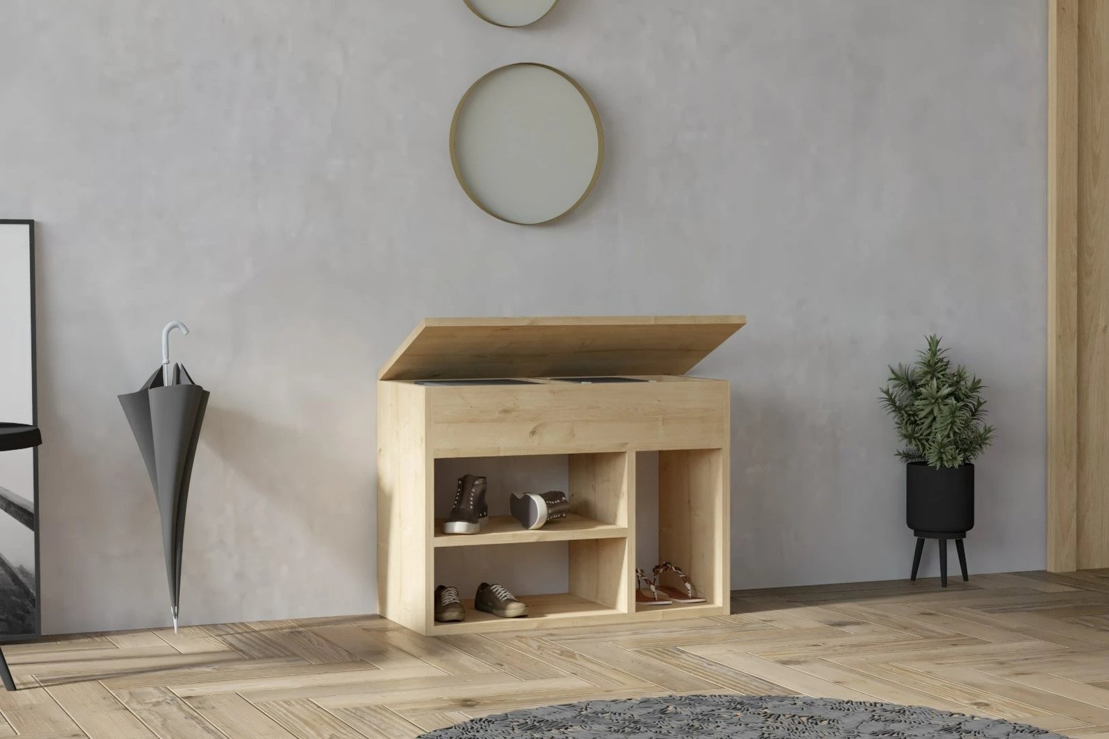 Dollap për këpucë Hanah Home, Furnas, ngjyrë lisi