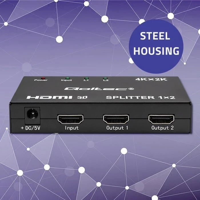 Splitter HDMI aktiv Qoltec 51796, 2 x HDMI, 4K x 2K, i zi