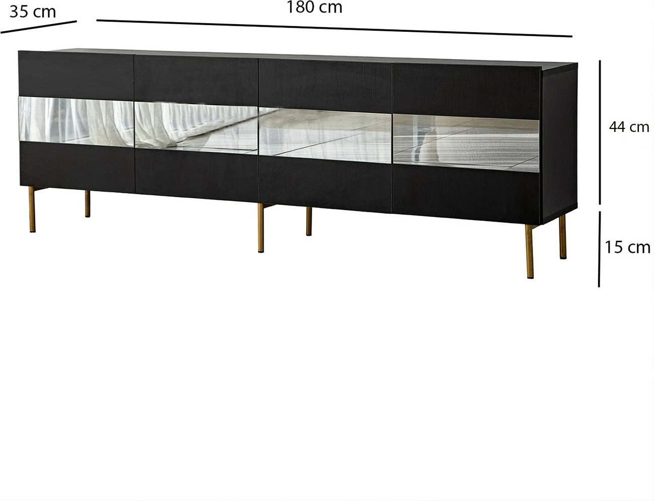 Komodë TV Skye Decor, ngjyrë ari dhe fume, Leon