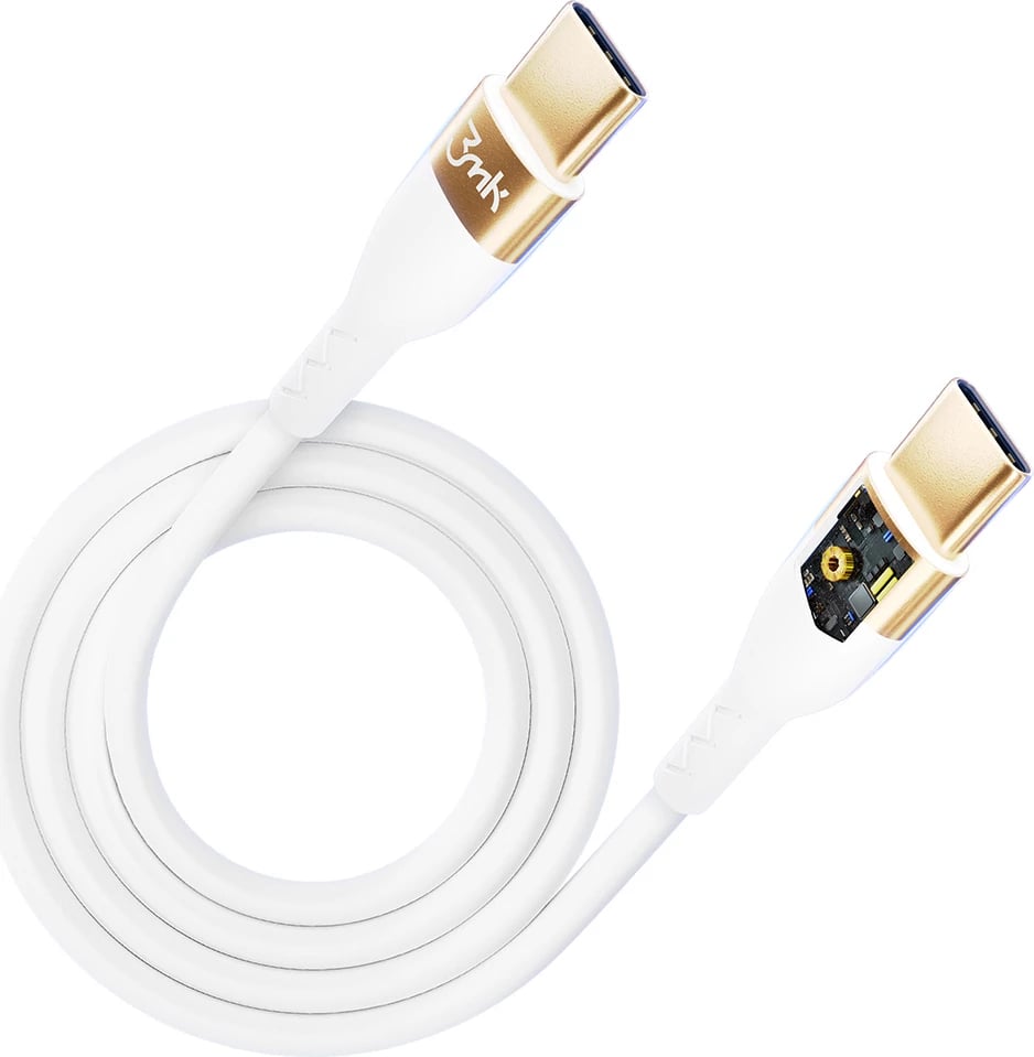 Kabllo USB-C në USB-C 3mk Hyper Silicone Cable, 2m, 100W, e bardhë Kabllo USB-C në USB-C 3mk Hyper Silicone Cable, 2m, 100W, e bardhë