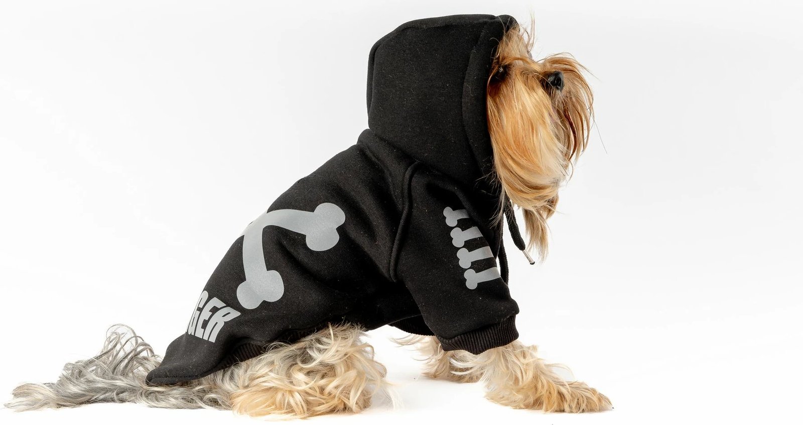 Bluze me kapuç për qen, e zezë, Danger