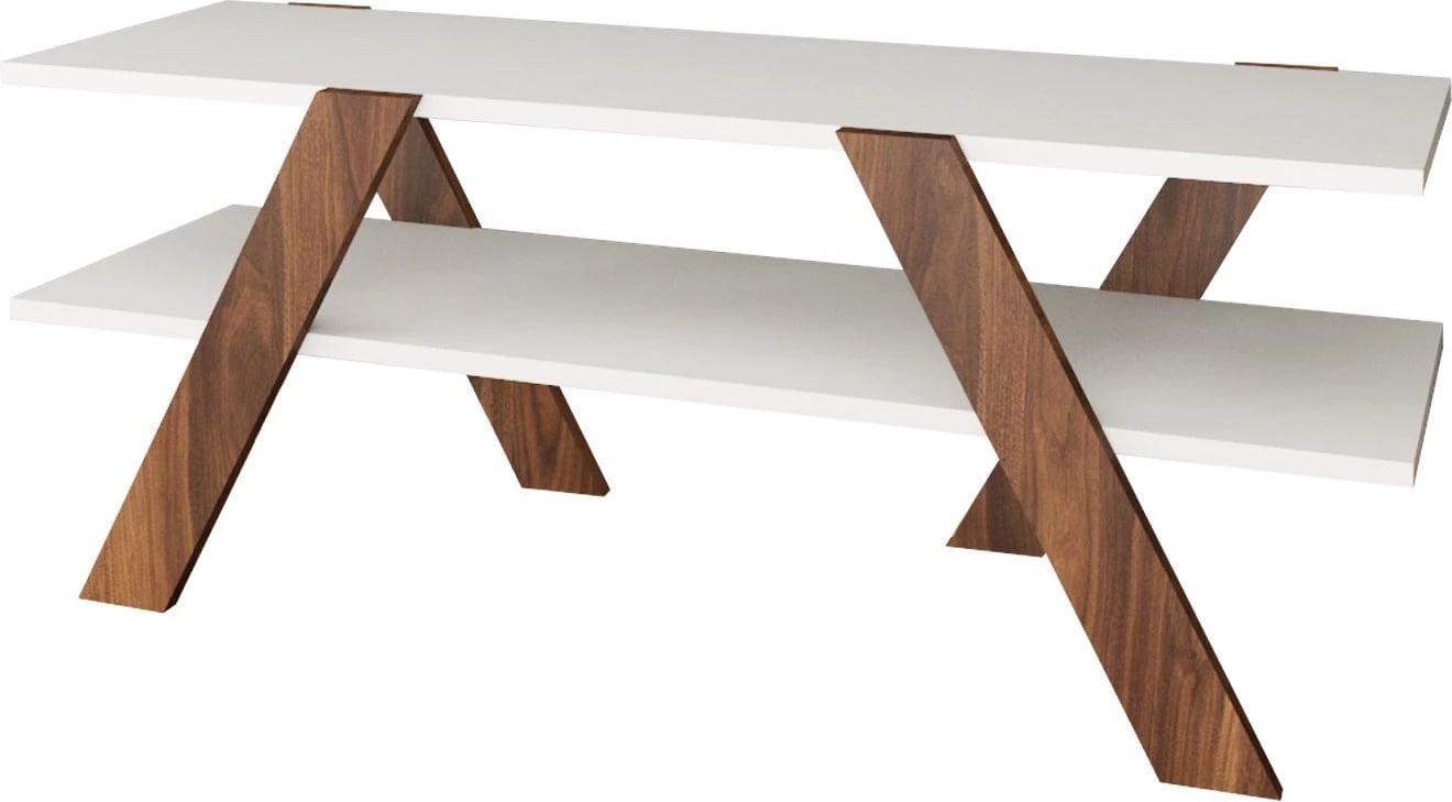 Komodë TV Hanah Home, Basic - 146, e bardhë dhe arre, 120x45x33.1cm