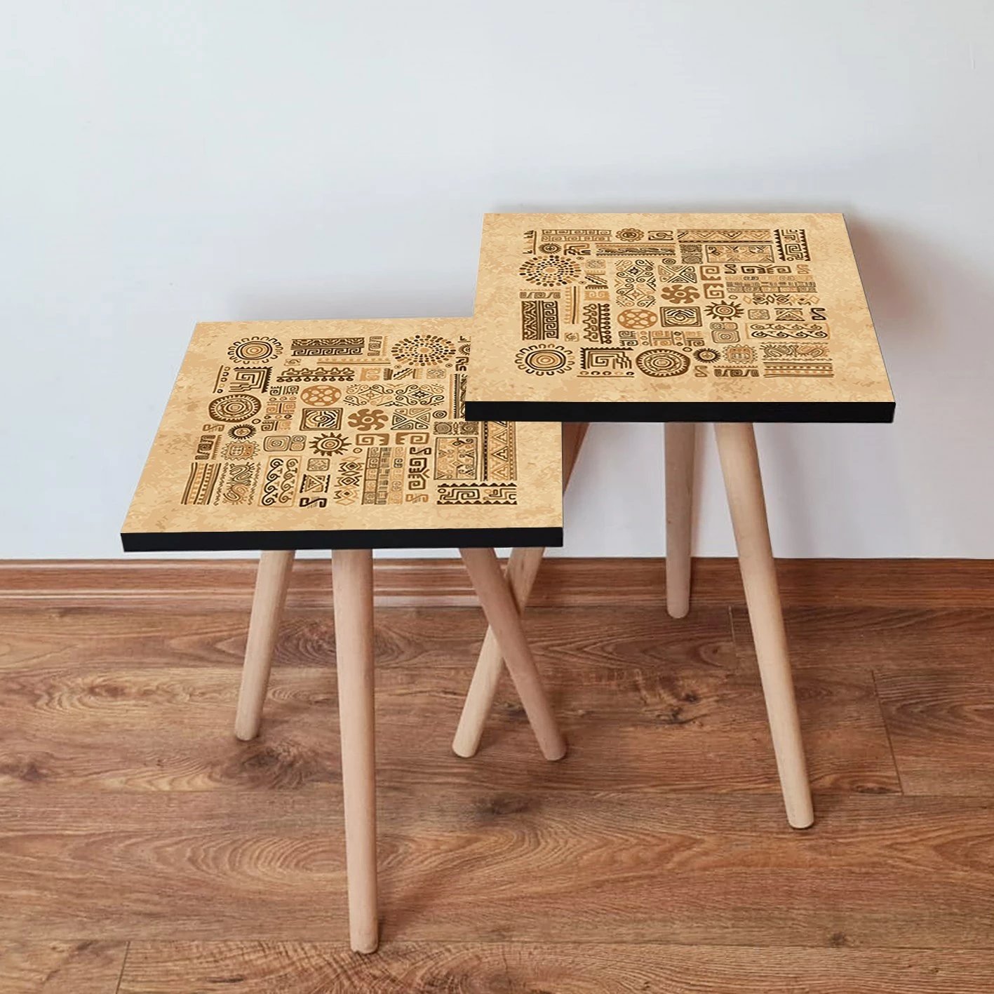 Tavolina ndihmëse të vendosshme (2 copë), Skye Decor, 2Shp153, bezhë-kafe