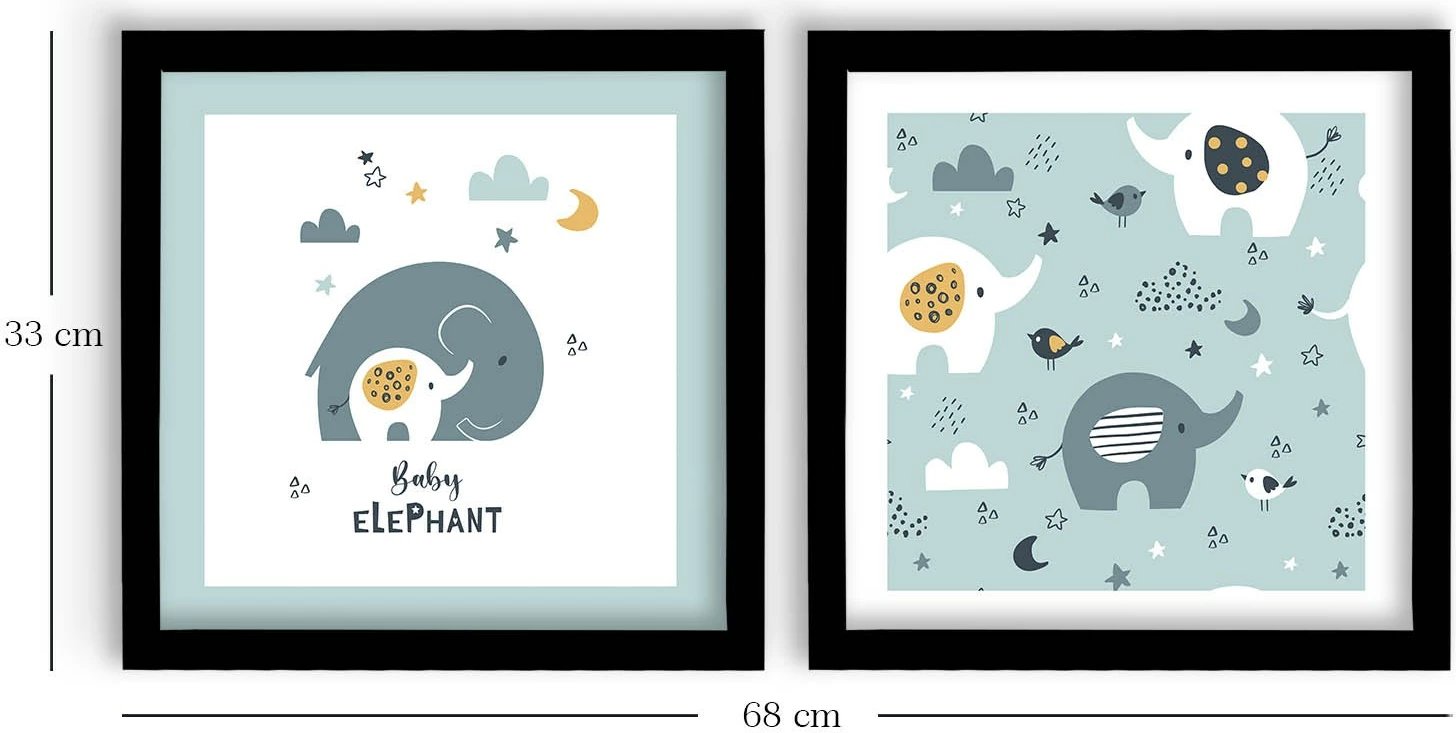 Set pikturash dekorative me kornizë MDF, 2 copë, Wallity, 2P3333SCT-015