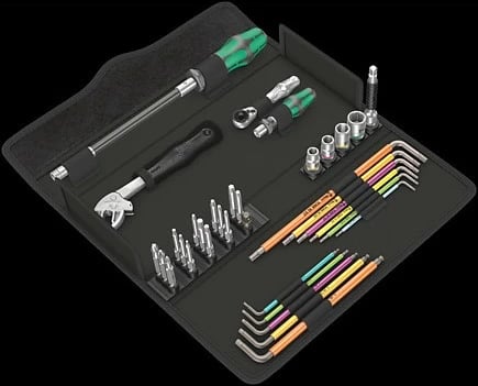 Set veglash Wera 05134013001, 35 pjesë, me çantë, e zezë/e gjelbër