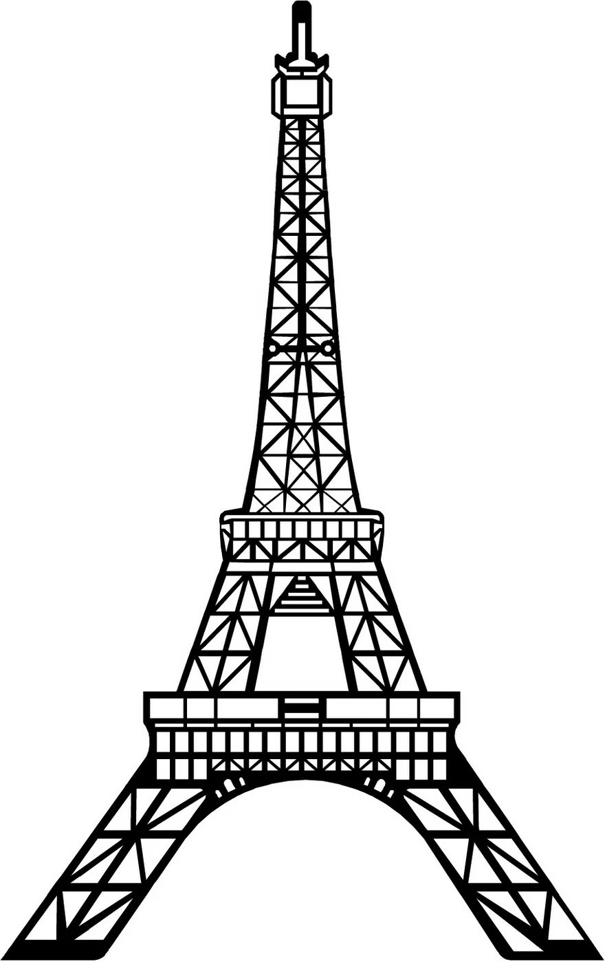 Aksesor dekorativ metalik për mur, Kulla Eiffel, Wallity, ngjyrë e zezë, 44x70cm