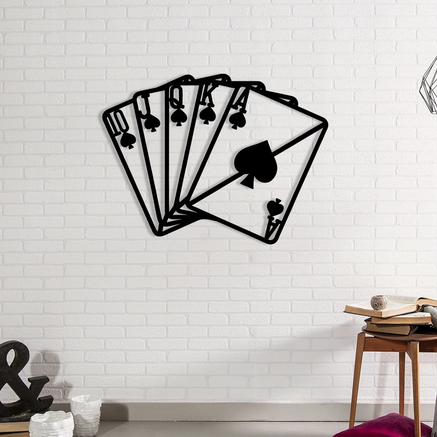 Aksesor dekorativ metalik për mur, Wallity Kare As, ngjyrë e zezë, 60x45cm