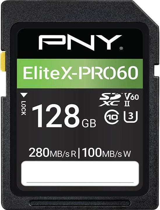 SD kartelë PNY EliteX-PRO60 128GB, Class 10, UHS-II, e zezë