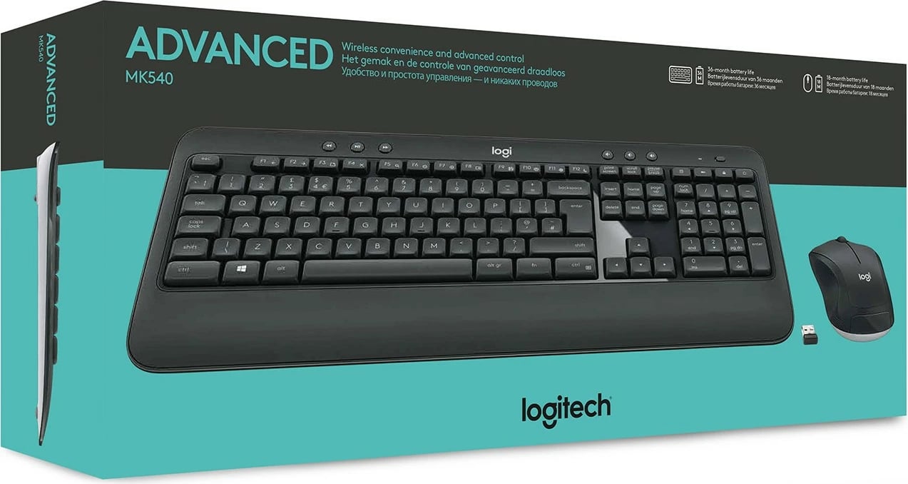 Set tastierë AZERTY Logitech MK540 wireless me maus, e zezë-bardhë