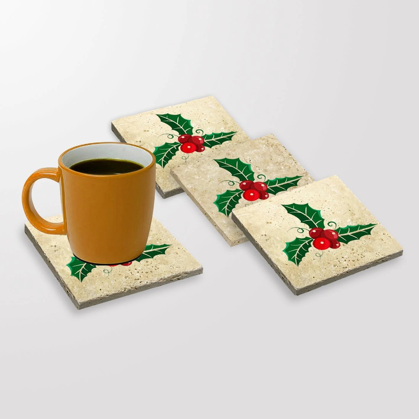 Nënstakana prej guri natyral, shumëngjyrëshe, set prej 4 copash, Hermia, TBA9346