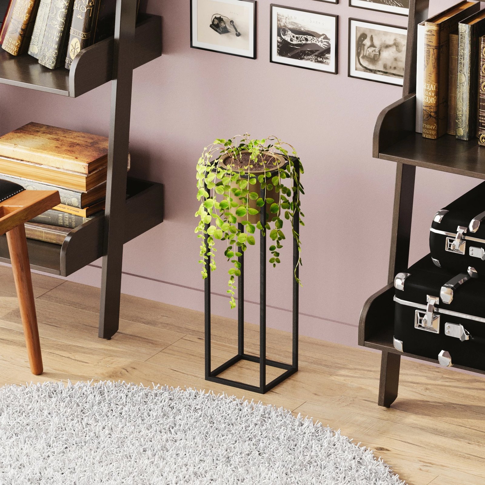 Vazo dekorative Aberto Design, GED-023-A, metal, e zezë dhe e artë, 15x15x50cm